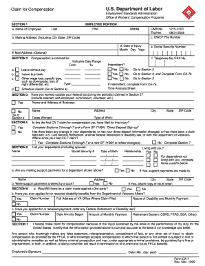 US Federal Workers' Compensation Claim Form