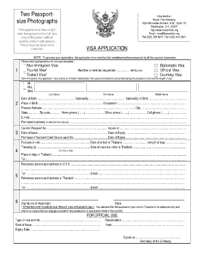 Royal Thai Embassy Visa Application Form