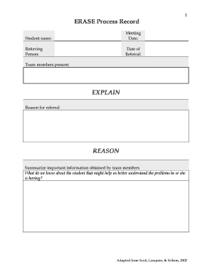 ERASE Process Record Form