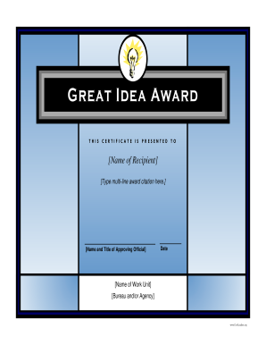 Pathfinder certificate - idea award certificate