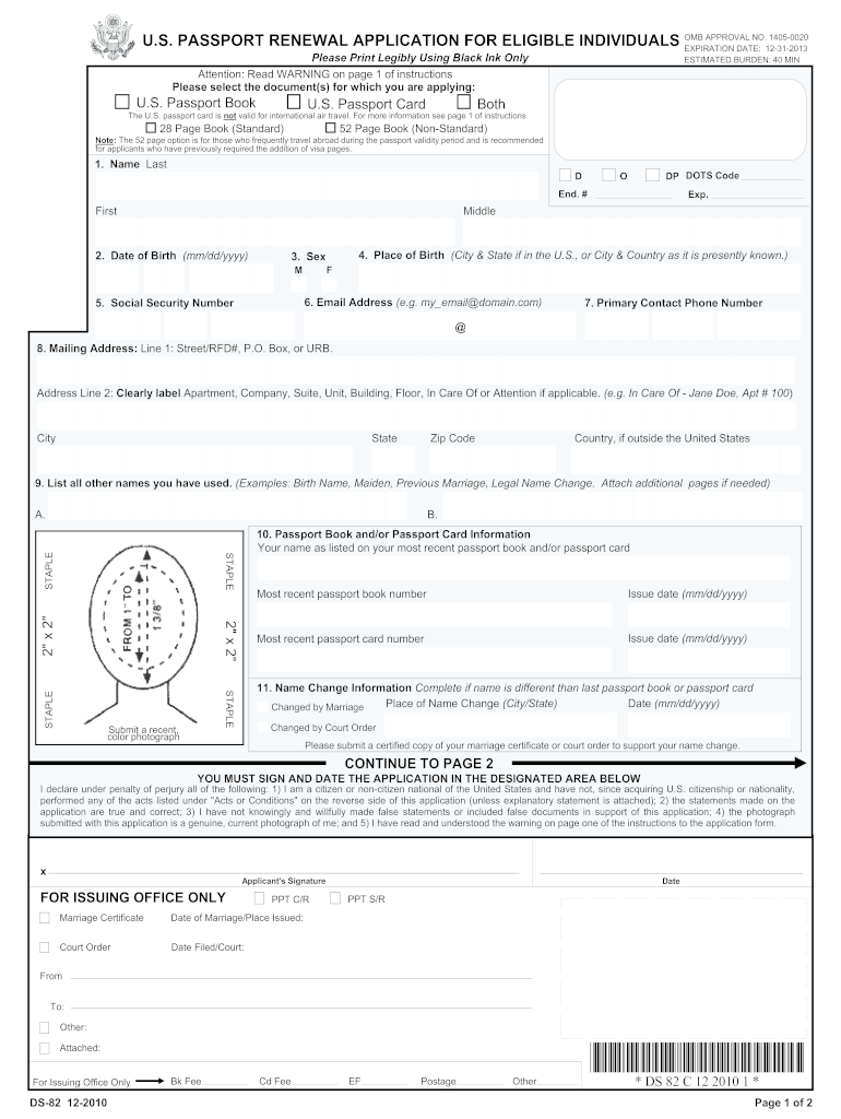 Form DS82 Application For Passport Renewal By Mail Fill out & sign