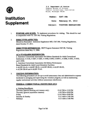 Fillable Online bop Visiting Regulations - Federal Bureau of Prisons ...