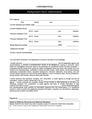 Background Check Authorization Form