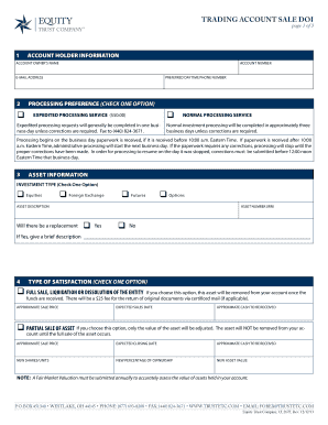 Trading Account Sale Direction of Investment Form