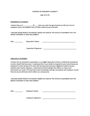 Affidavit of Dependent Eligibility