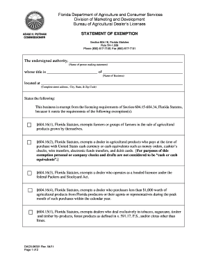 Fillable Online Florida Department of Agriculture and ... - forms ...