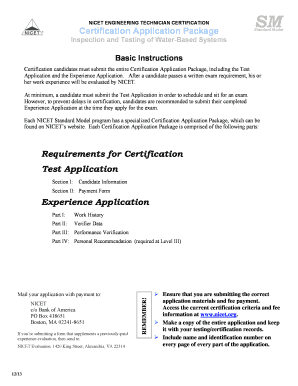 NICET Engineering Technician Certification Application