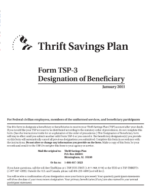 TSP-3 Designation of Beneficiary Form