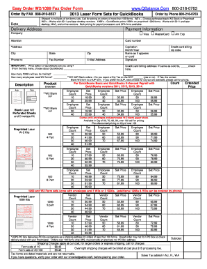 QuickBooks W2/1099 Fax Order Form
