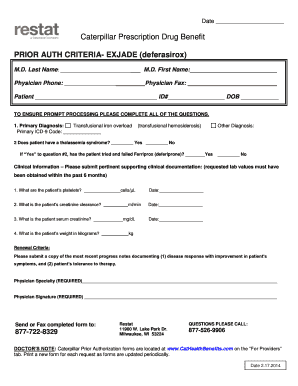 Caterpillar Prescription Drug Benefit Prior Authorization Form