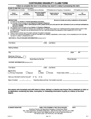 Continuing Disability Claim Form