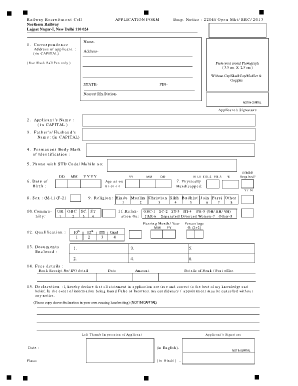 Northern Railway Application Form