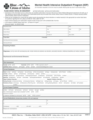 Mental Health Intensive Outpatient Program Authorization Form