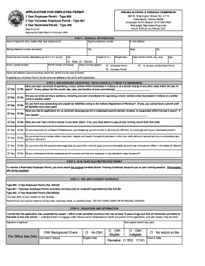 Indiana Alcohol and Tobacco Employee Permit Application