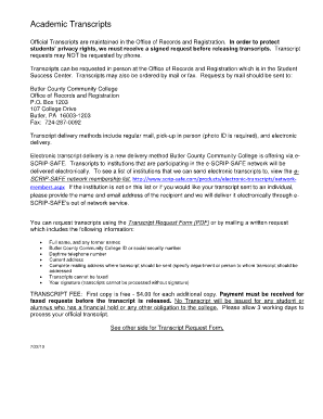 Official Transcript Request Form