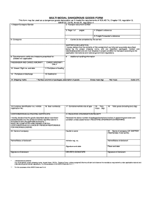 Dangerous Goods Declaration Form