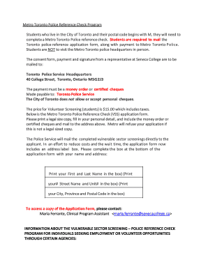 Toronto Police Reference Check Application