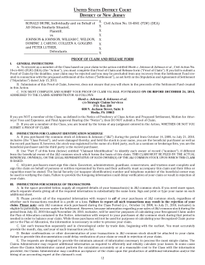 Proof of Claim and Release Form