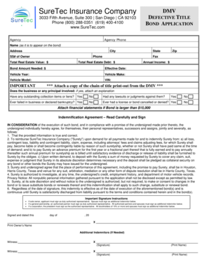 Defective Title Bond Application