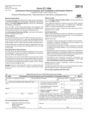 Connecticut Annual Summary and Transmittal of Information Returns