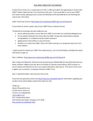 Hhfri - 2013 1098-T Form Delivery Information - Franklin Pierce University - franklinpierce