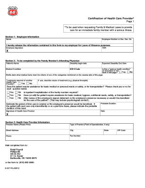 Certification of Health Care Provider