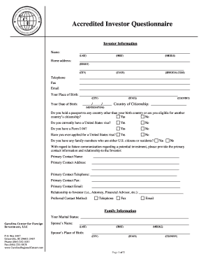 Accredited Investor Questionnaire