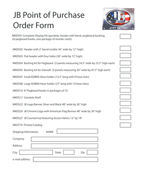 JB Point of Purchase Order Form