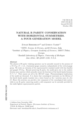 Natural r parity conservation with horizontal symmetries. a four ...