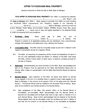 Blank offer to purchase real estate form - SELLER DISCLOSURE ACT - Michigan Legislature - State of ...