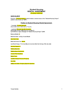 Student Housing Rental Agreement