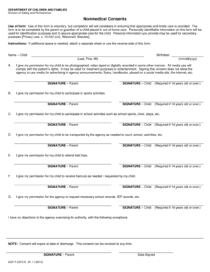 Wisconsin Child Consent Form