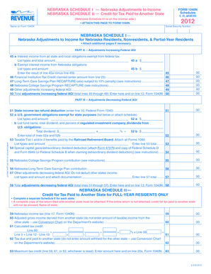 Nebraska Schedule I Form 1040N