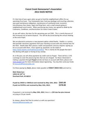 Fillable Online 2012-13 HOA Dues Notice - Forest Creek Homeowner's ...