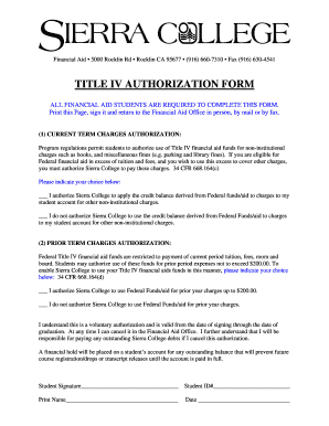Title IV Authorization Form