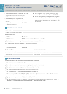 Dividends Tax Exemption Form