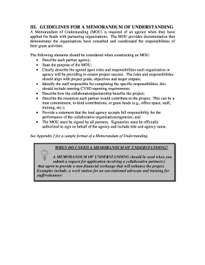 Memorandum of Understanding for Grant Collaboration