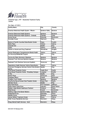 Fillable Online doh wa Residential Treatment Facilities Credential ...