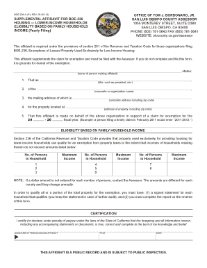 Supplemental Affidavit for BOE-236