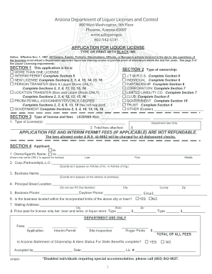 Arizona Liquor License Application