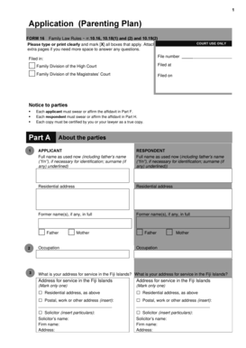 Form 16 Application (Parenting Plan) - Judiciary Fiji - judiciary gov