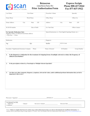 Betaseron Prior Authorization Form