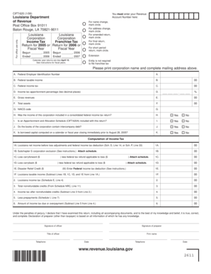 Louisiana Corporation Income Tax Franchise Tax Form