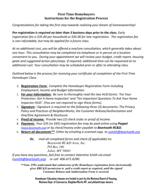 First Time Homebuyer Registration Form