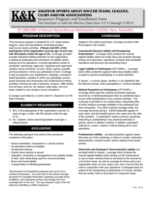 Amateur Soccer Insurance Enrollment Form
