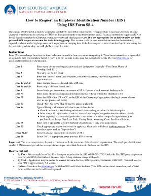 IRS Form SS-4 for Employer Identification Number