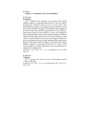 Termination letter format - IC 22-6-3 Chapter 3. Termination Letter From Employer IC ... - IN.gov