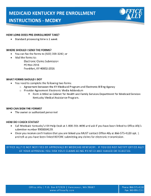 Kentucky Medicaid Pre-Enrollment Agreement