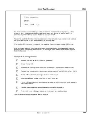 2013 Tax Organizer Form