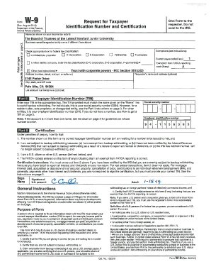 Form W-9 Request for Taxpayer Identification Number and Certification